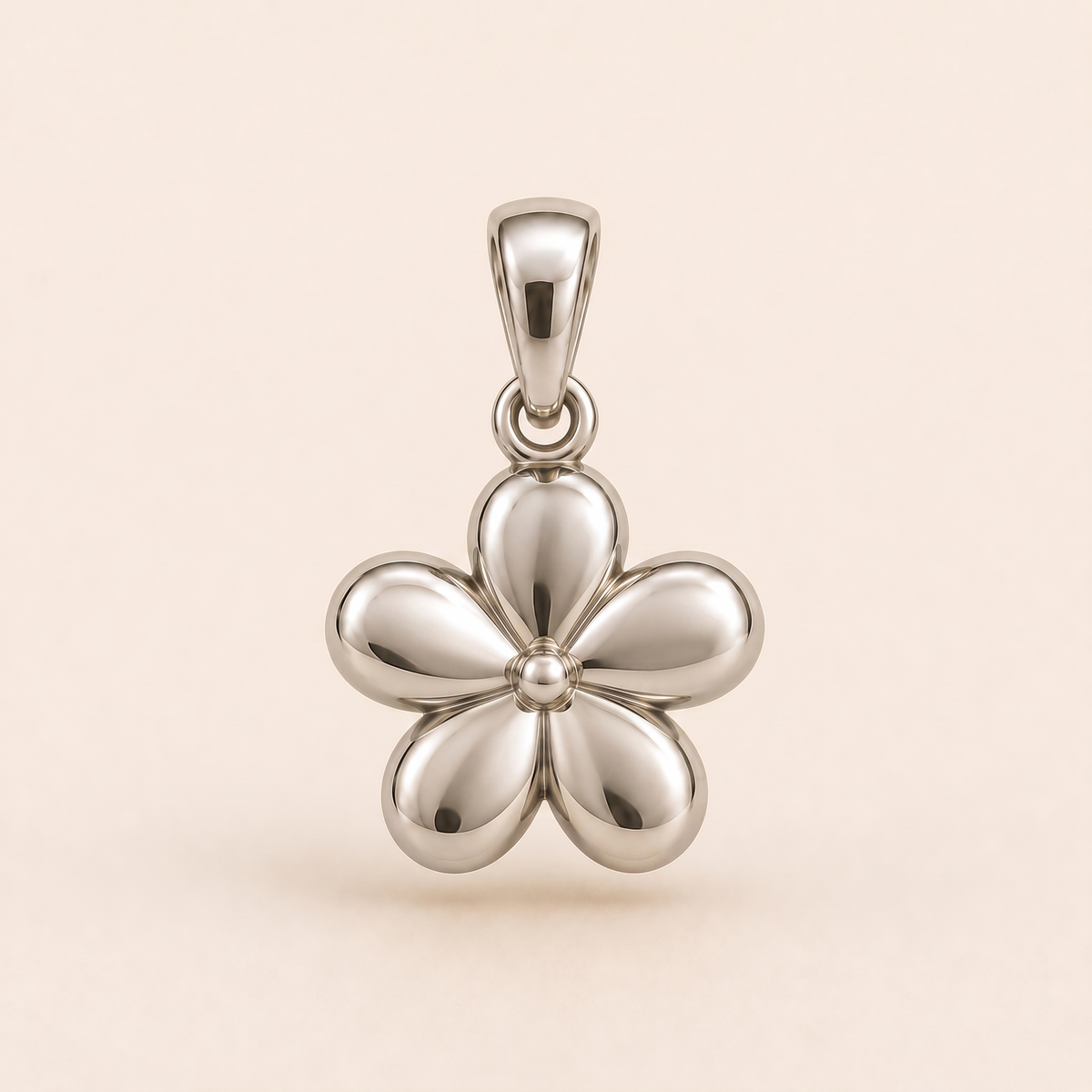 Mini Flower Pendant in white gold — AI-generated color variation rendering