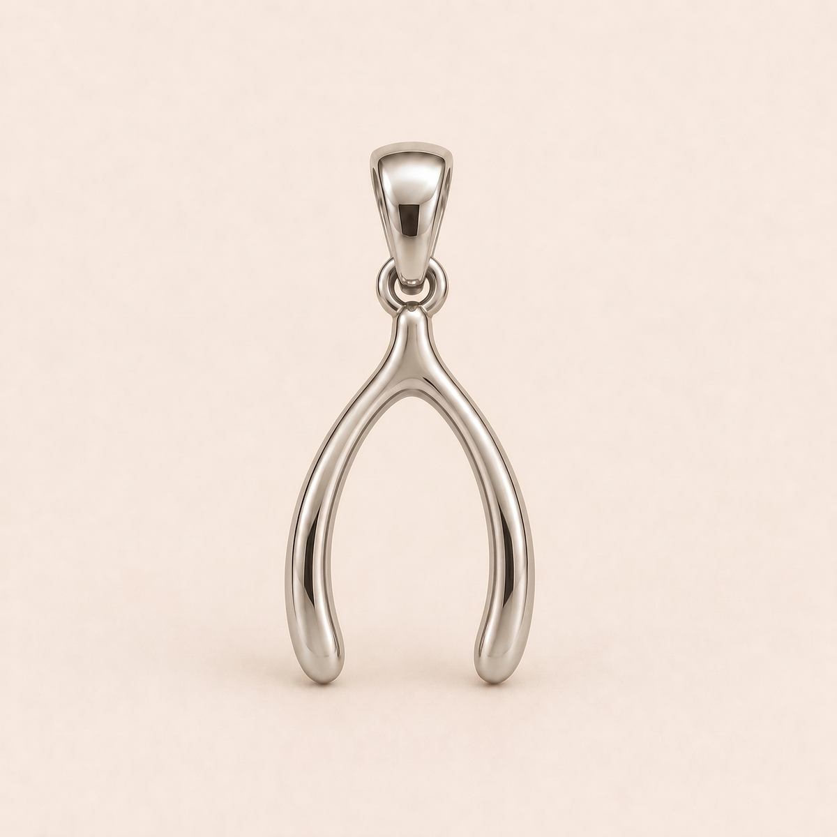Mini Wishbone Pendant in white gold — AI-generated color variation rendering