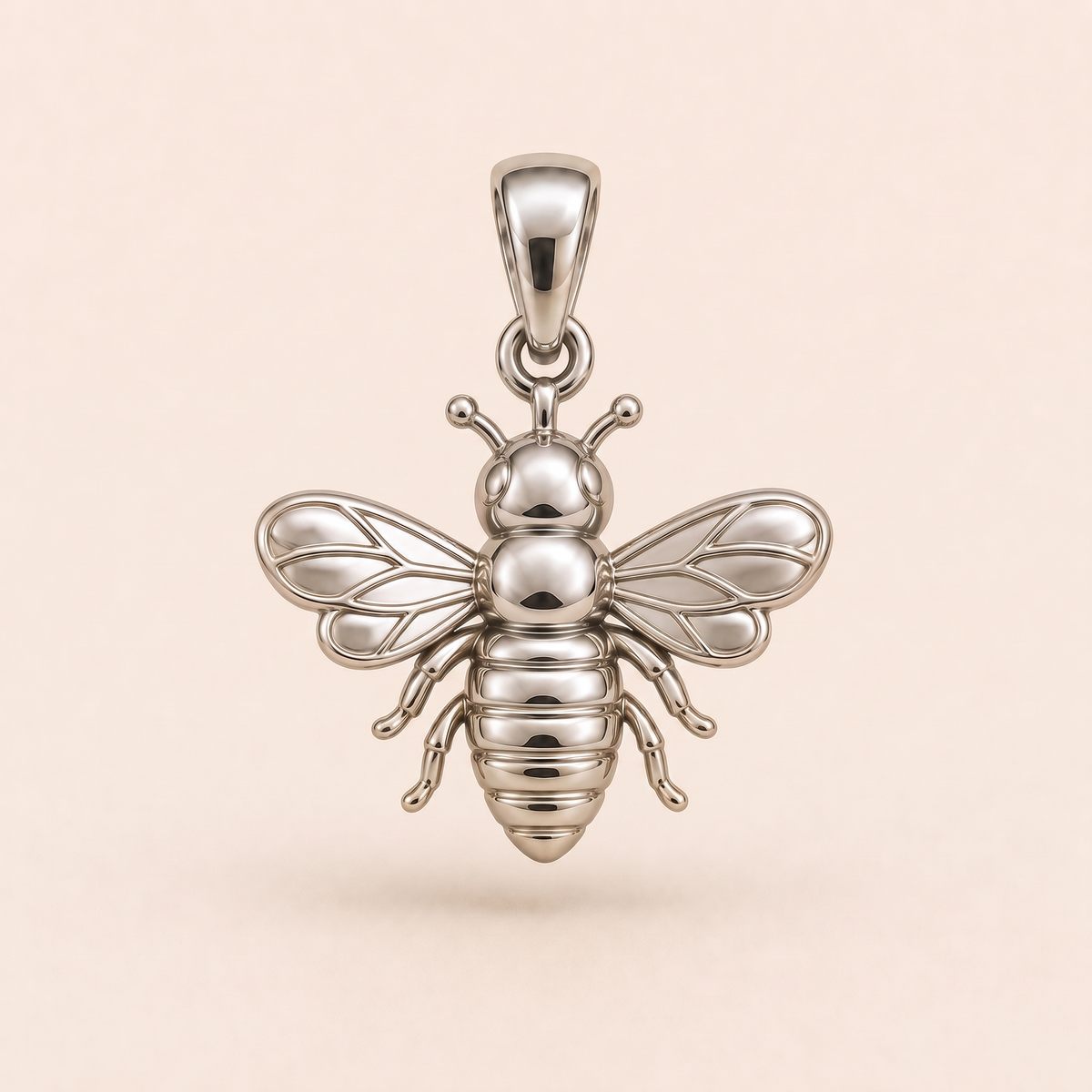 Mini Bee Pendant in white gold — AI-generated color variation rendering