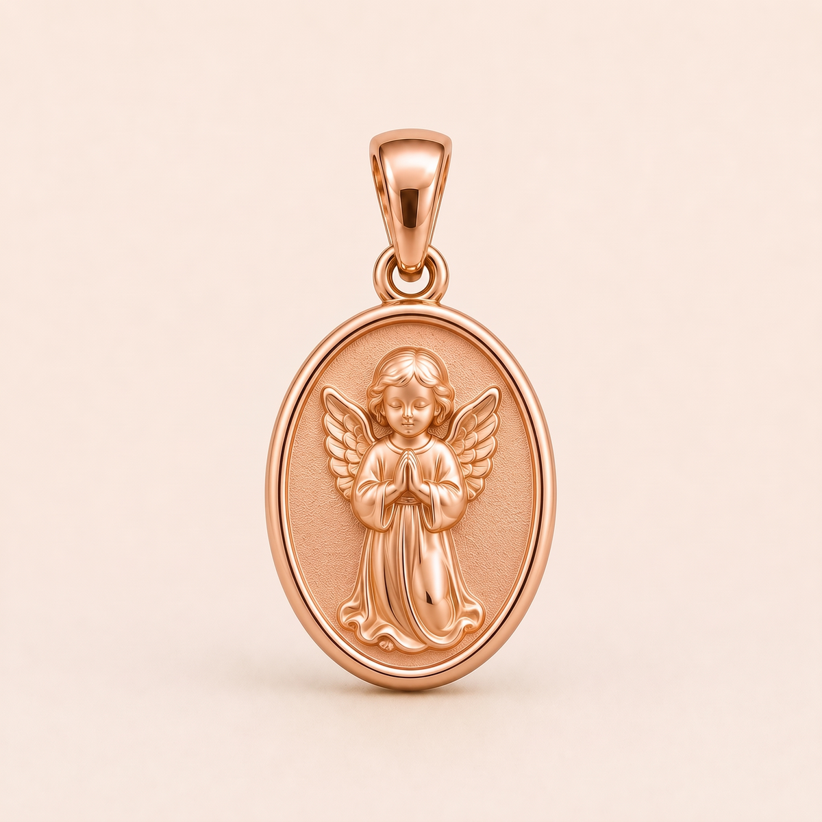 Mini Angel Medallion Pendant in rose gold — AI-generated color variation rendering