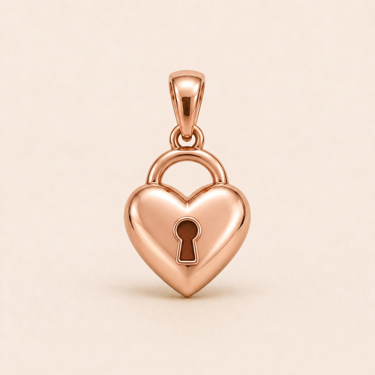 Mini Heart Lock Pendant in rose gold — AI-generated color variation rendering