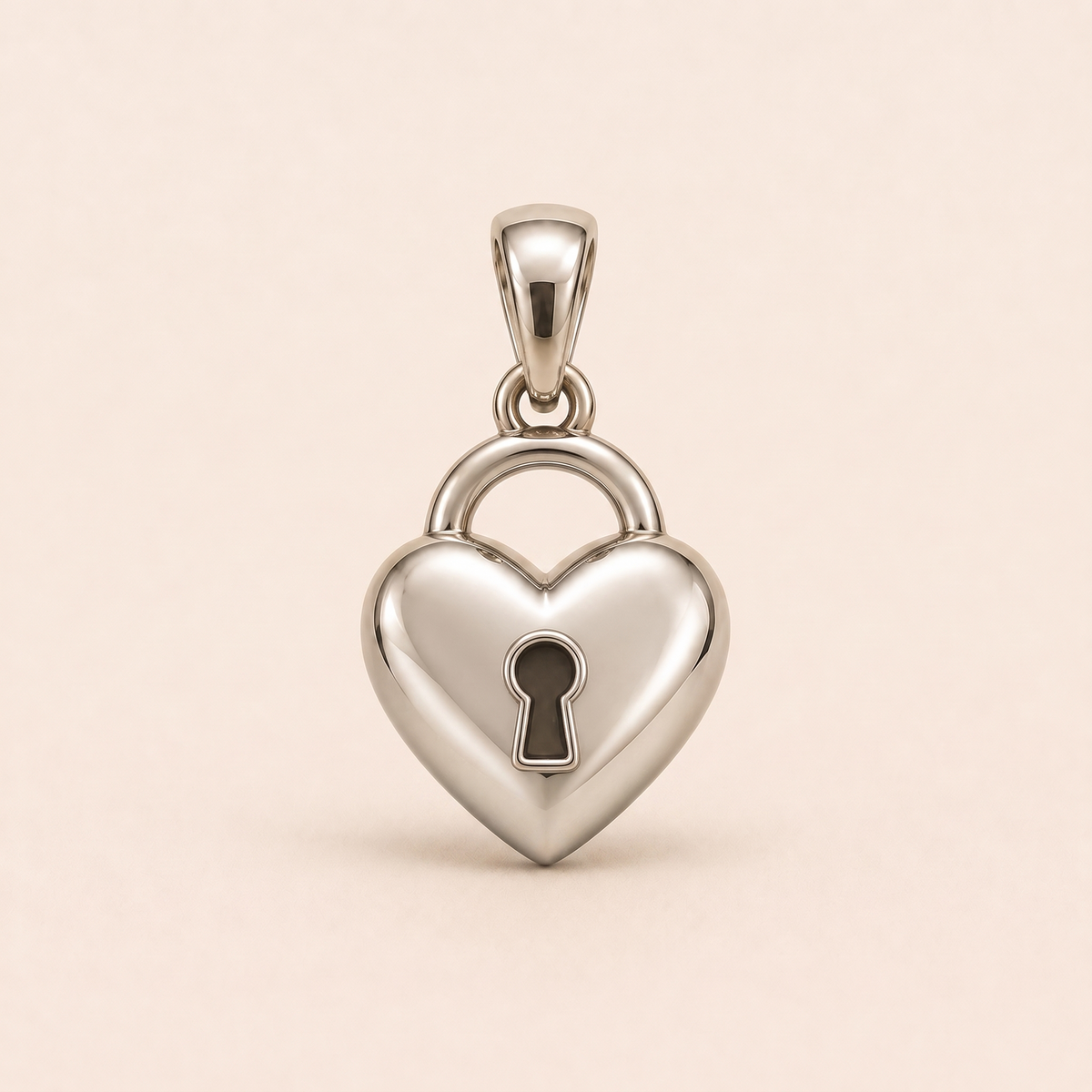 Mini Heart Lock Pendant in white gold — AI-generated color variation rendering
