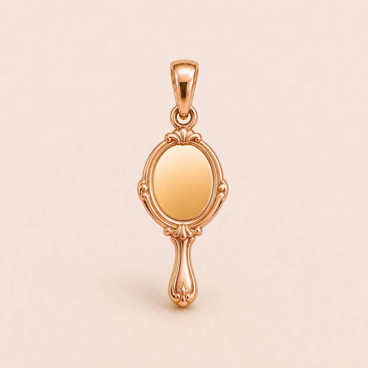 Mini Vanity Mirror Pendant in rose gold — AI-generated color variation rendering