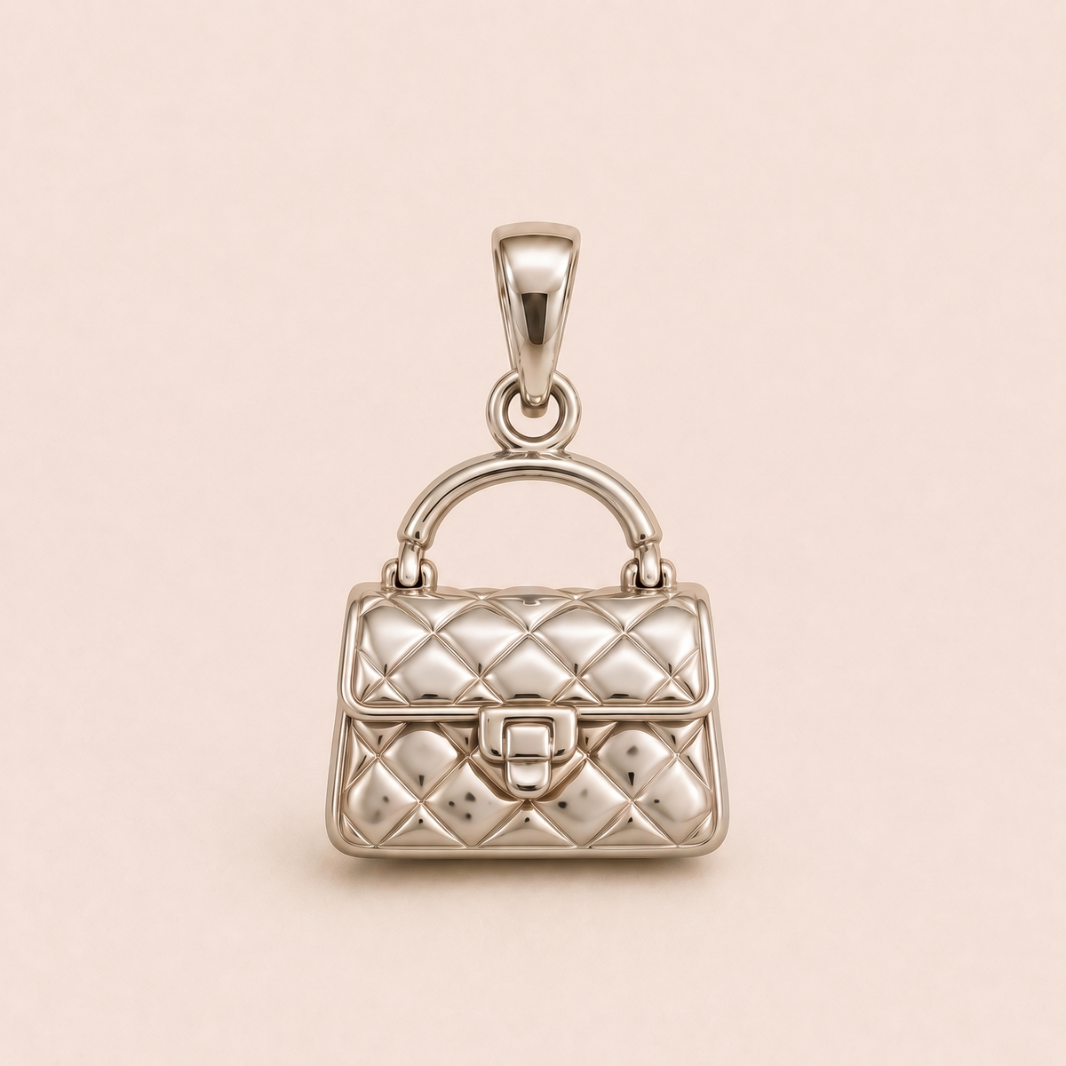 Mini Luxe Handbag Pendant in white gold — AI-generated color variation rendering