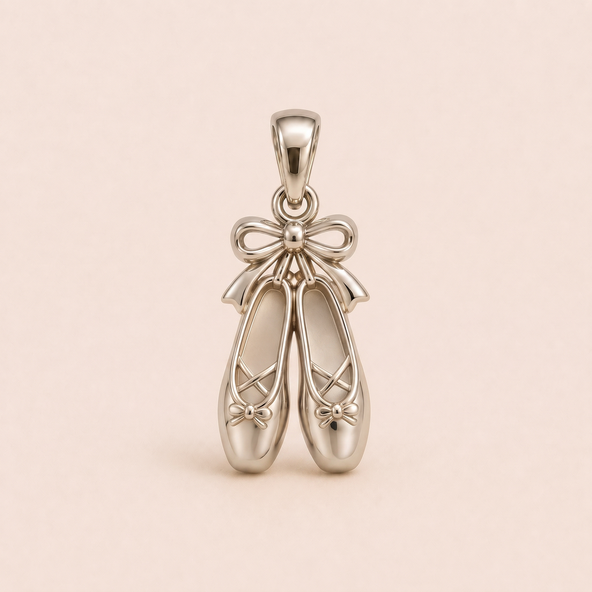 Mini Ballet Slipper Pendant in white gold — AI-generated color variation rendering