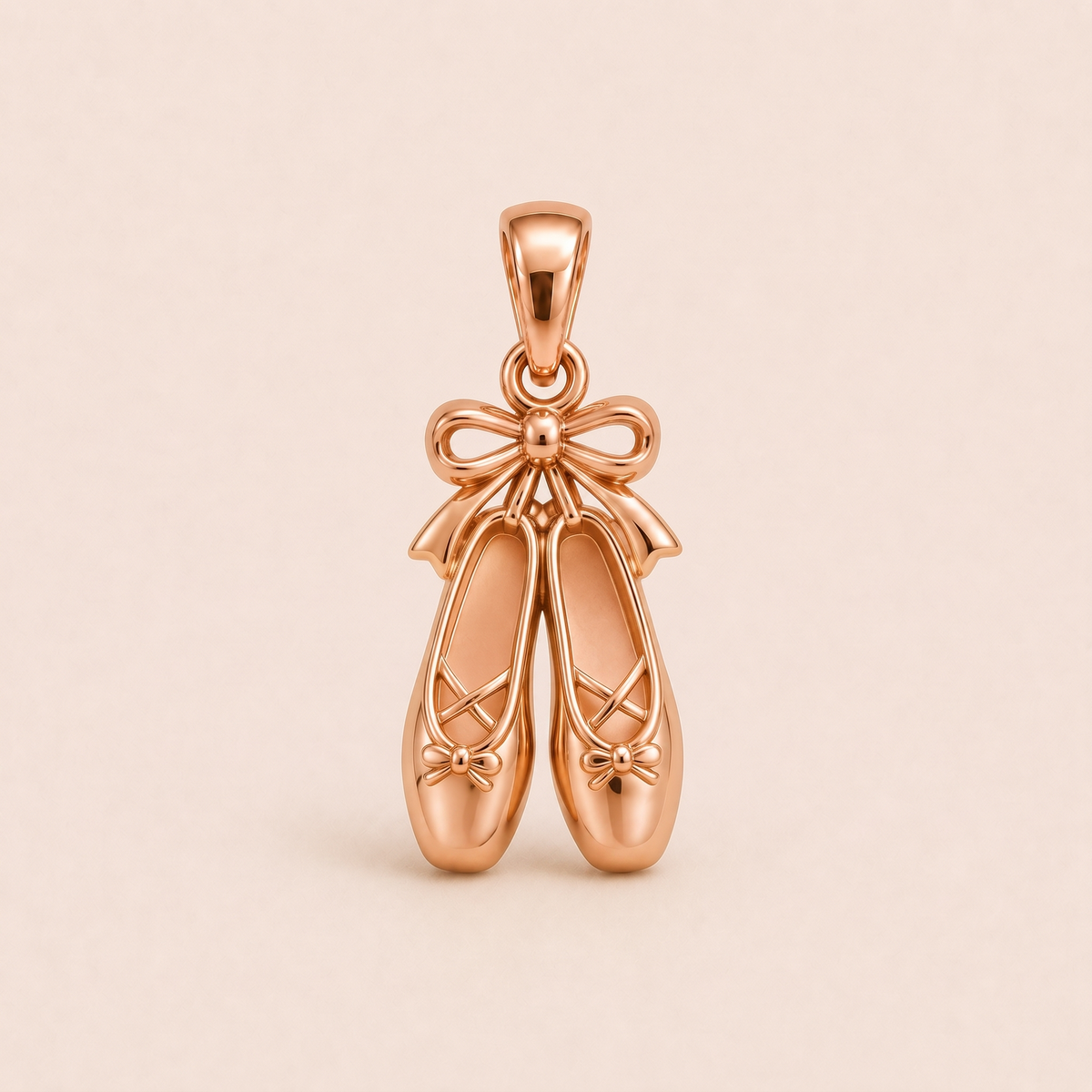 Mini Ballet Slipper Pendant in rose gold — AI-generated color variation rendering