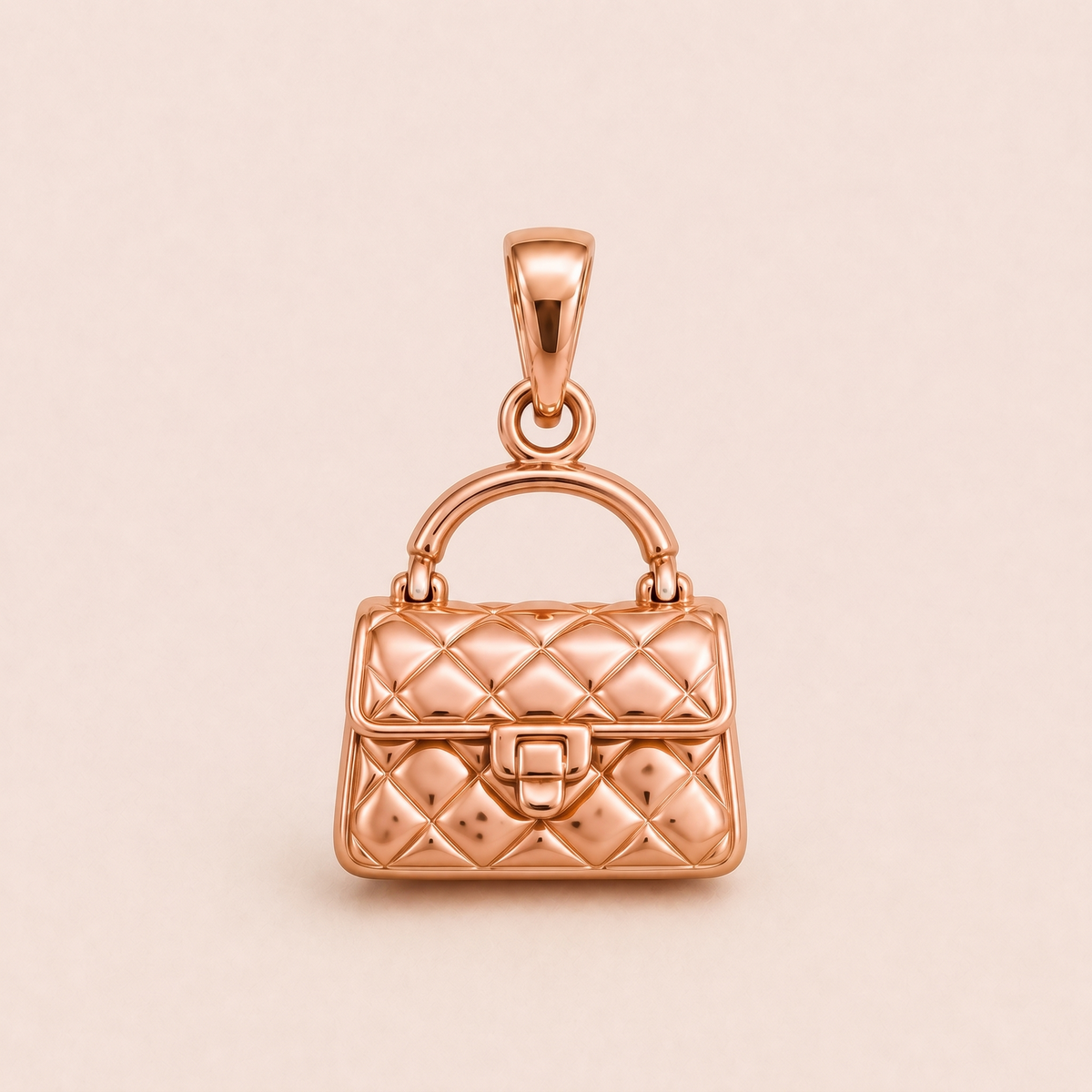Mini Luxe Handbag Pendant in rose gold — AI-generated color variation rendering