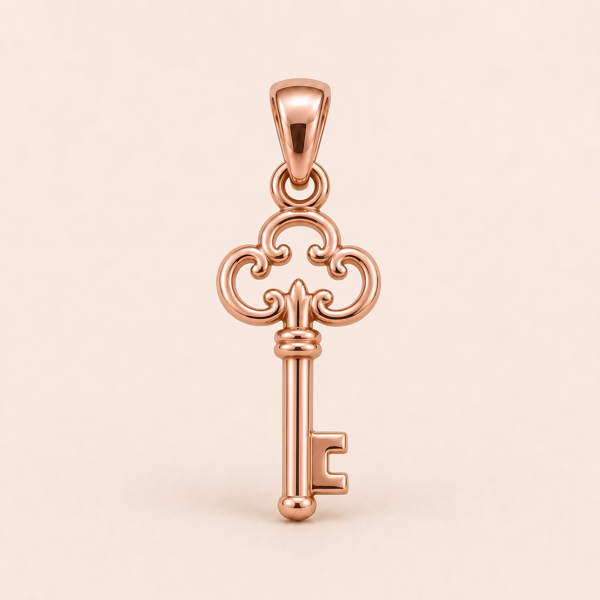 Mini Key Pendant in rose gold — AI-generated color variation rendering