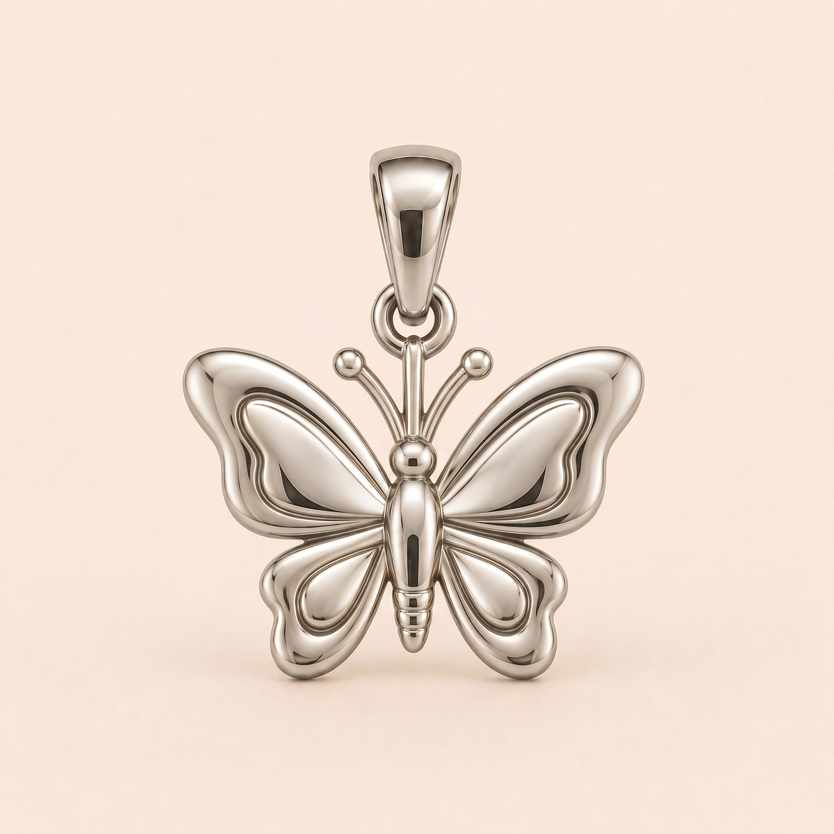 Mini Butterfly Pendant in white gold — AI-generated color variation rendering