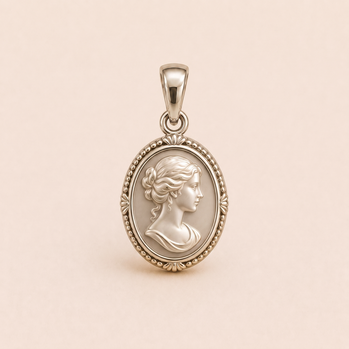 Mini Zodiac Medallion Pendant in white gold — AI-generated color variation rendering