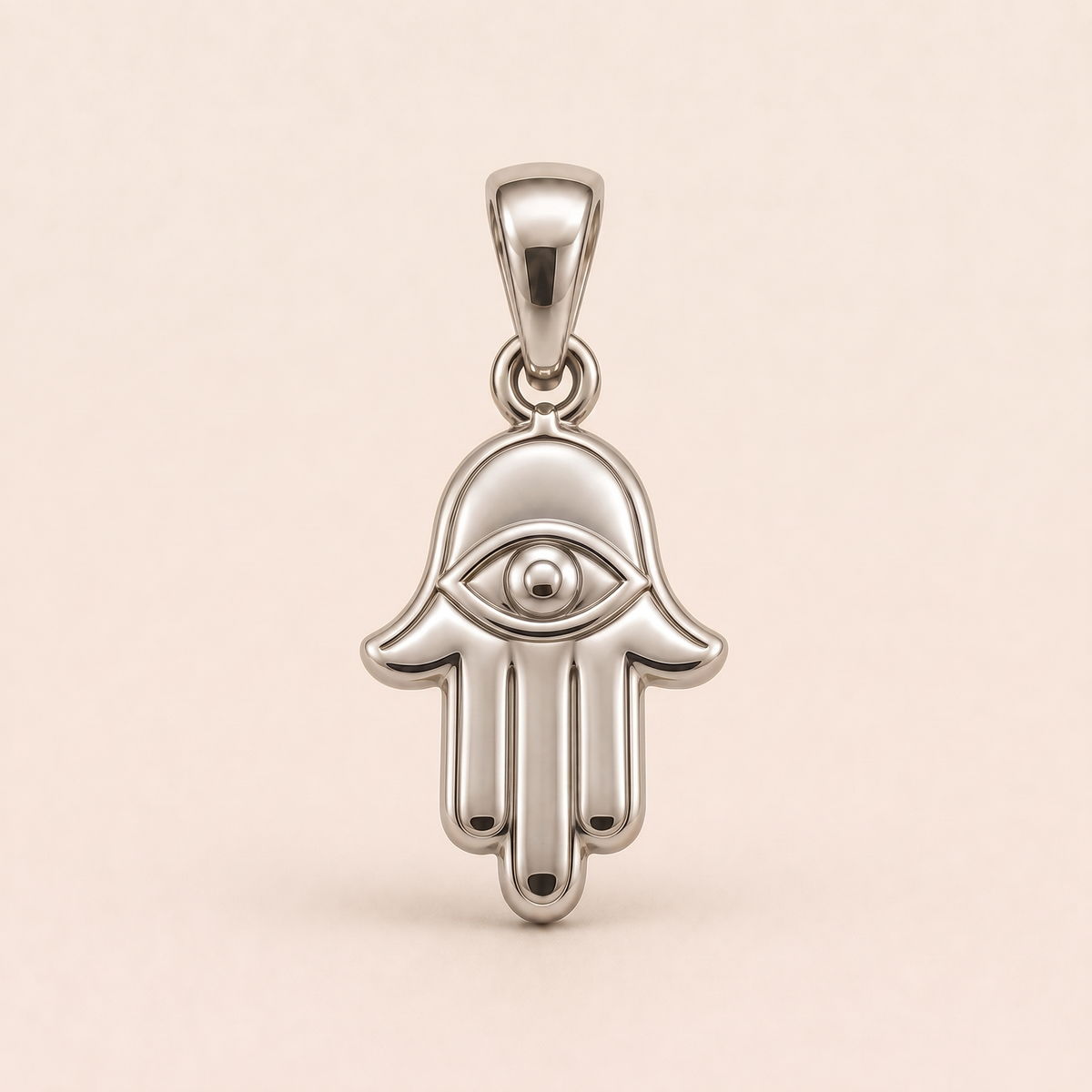 Mini Hamsa Pendant in white gold — AI-generated color variation rendering