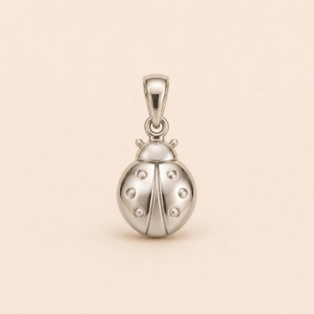 Mini Ladybug Pendant in white gold — AI-generated color variation rendering