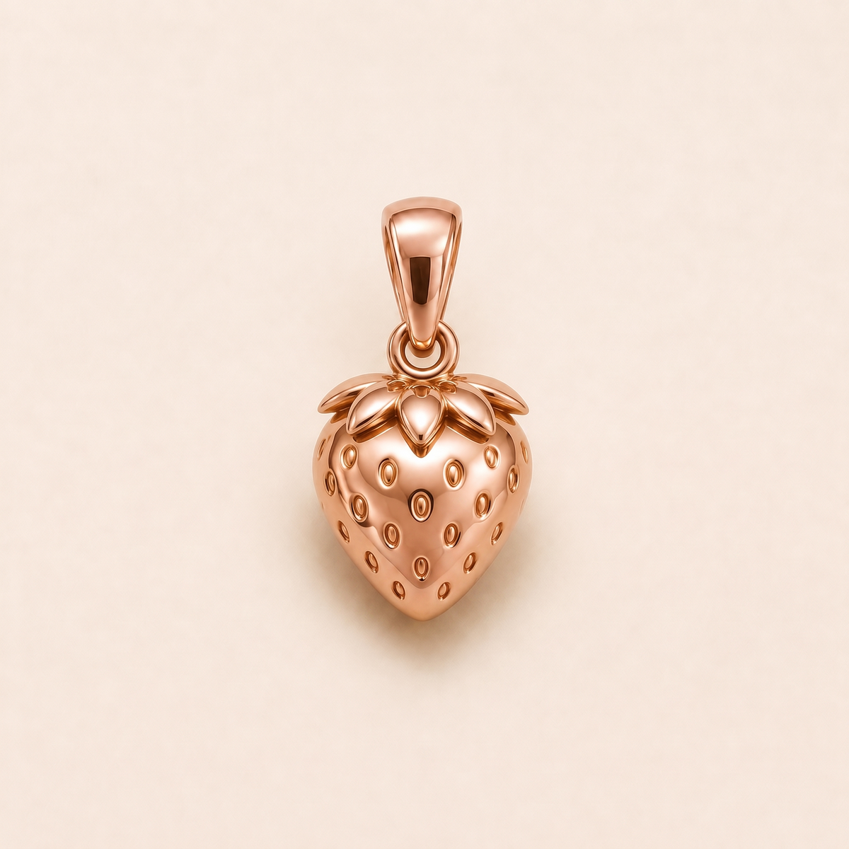 Mini Strawberry Pendant in rose gold — AI-generated color variation rendering