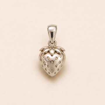 Mini Strawberry Pendant in white gold — AI-generated color variation rendering
