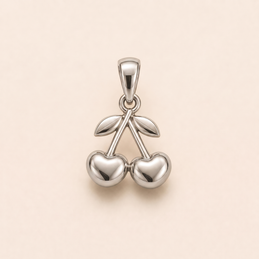 Mini Cherry Pendant in white gold — AI-generated color variation rendering