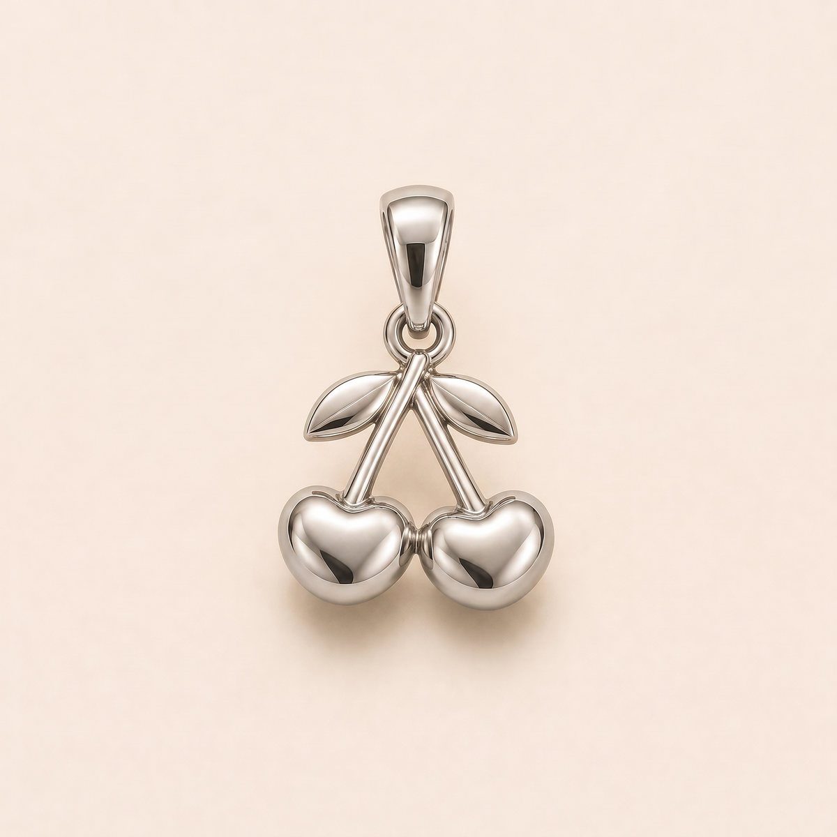 Mini Cherry Pendant in white gold — AI-generated color variation rendering