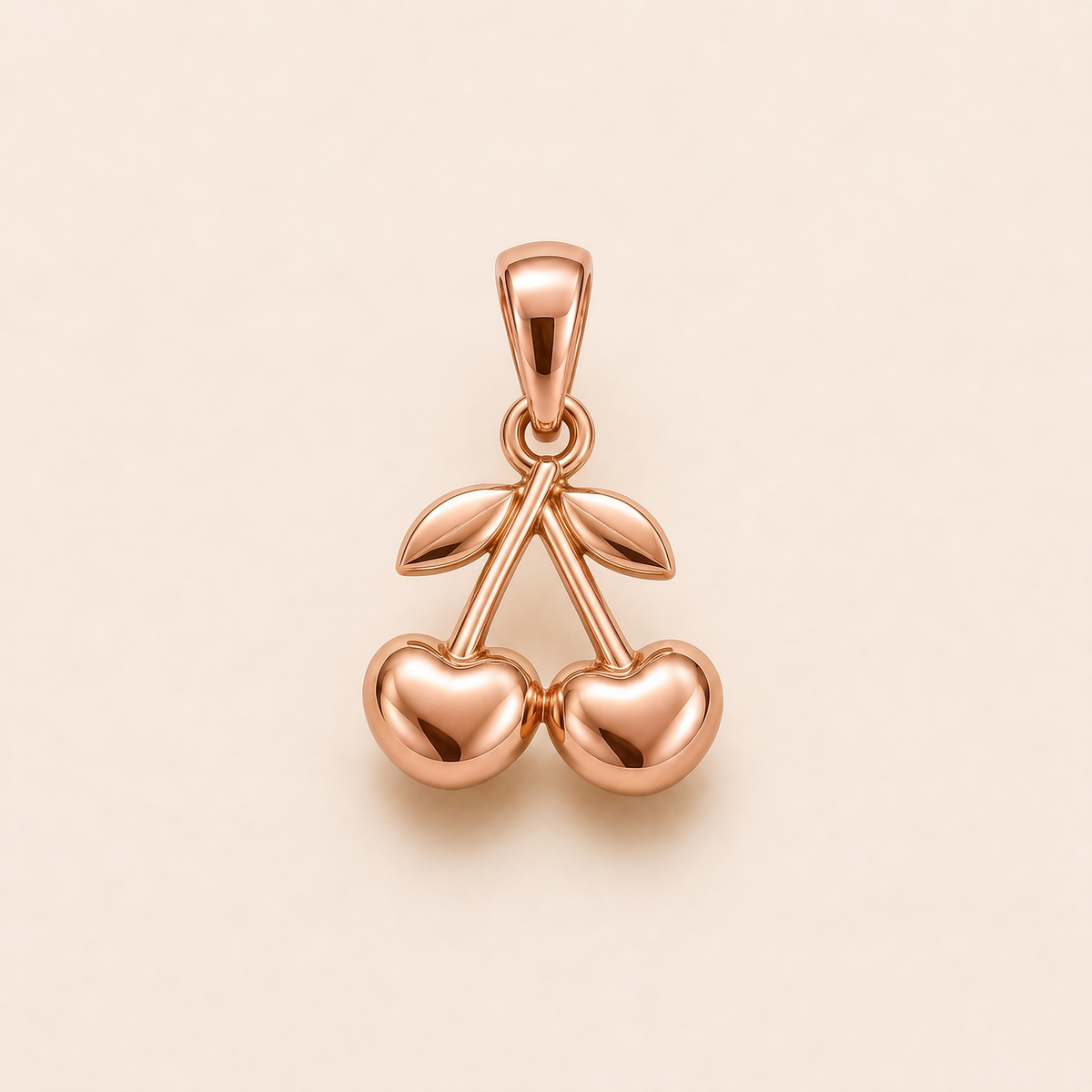 Mini Cherry Pendant in rose gold — AI-generated color variation rendering