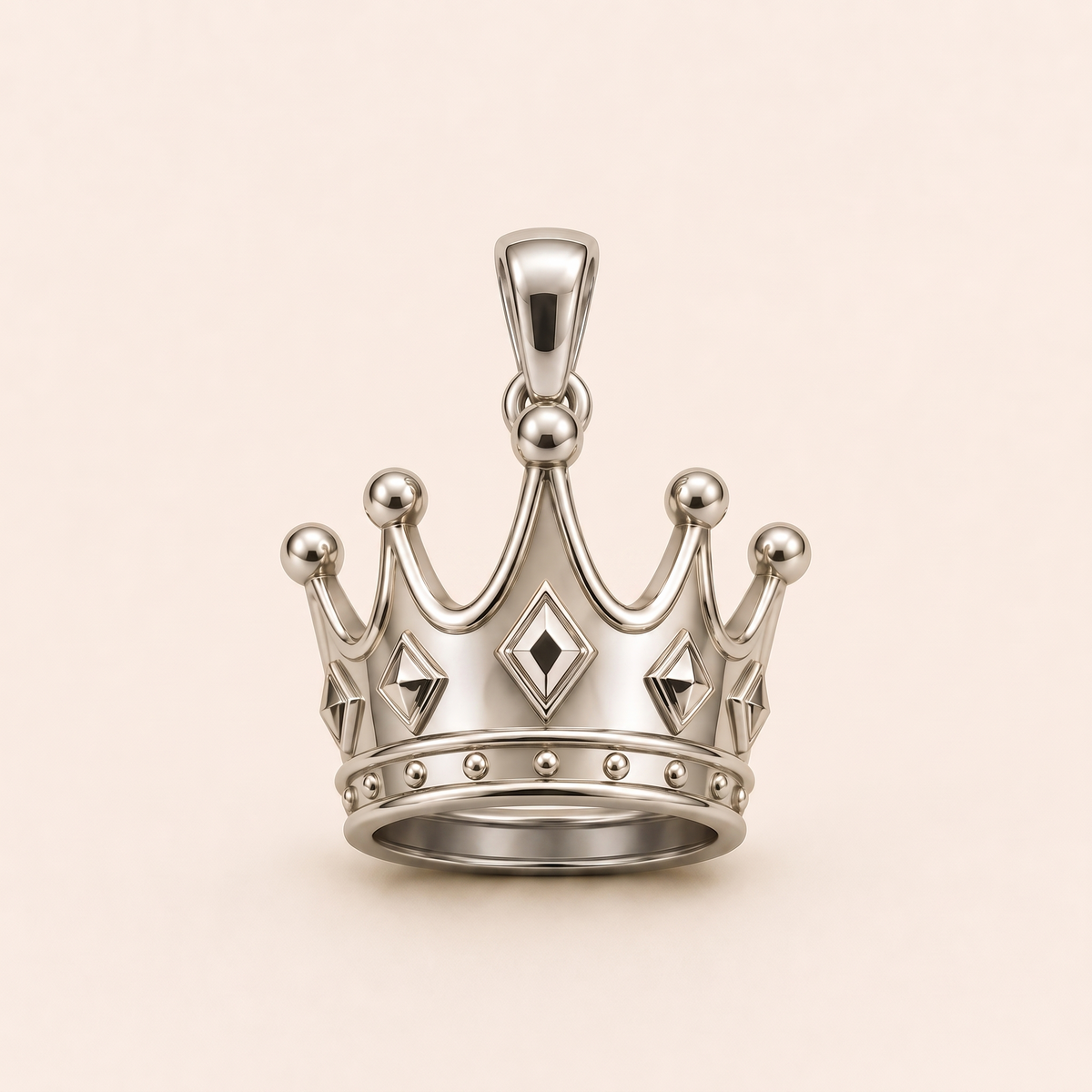 Mini Crown Pendant in white gold — AI-generated color variation rendering