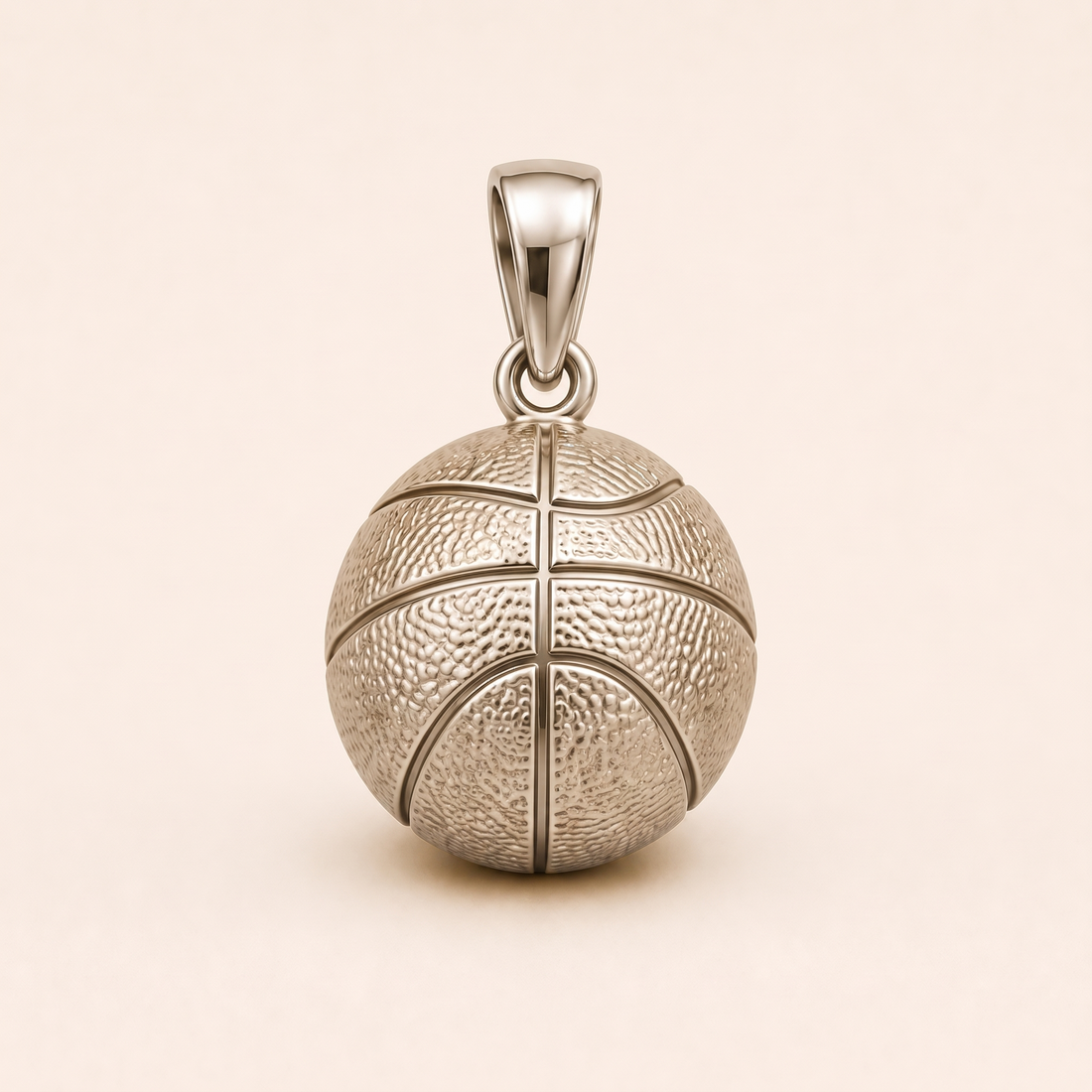 Mini Basketball Pendant in white gold — AI-generated color variation rendering