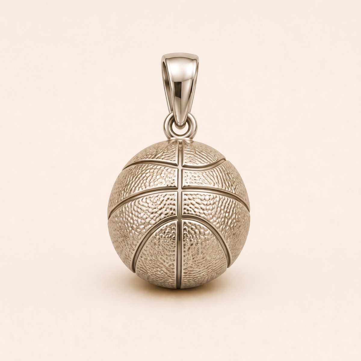 Mini Basketball Pendant in white gold — AI-generated color variation rendering