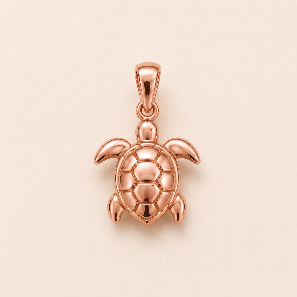 Mini Turtle Pendant in rose gold — AI-generated color variation rendering