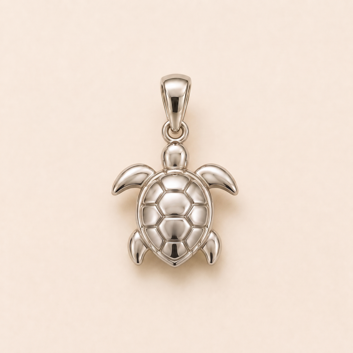 Mini Turtle Pendant in white gold — AI-generated color variation rendering