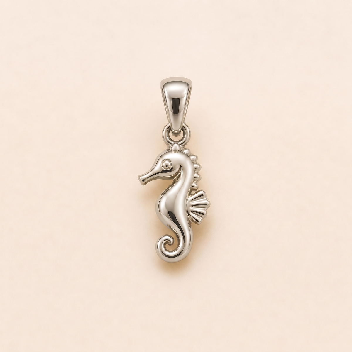 Mini Seahorse Pendant in white gold — AI-generated color variation rendering