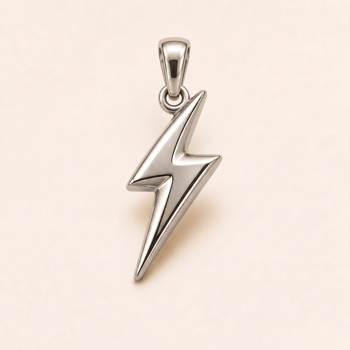 Mini Lightning Bolt Pendant in white gold — AI-generated color variation rendering