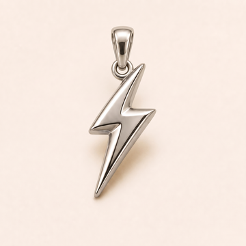 Lightning bolt pendant — reused white-gold design rendering for sterling silver
