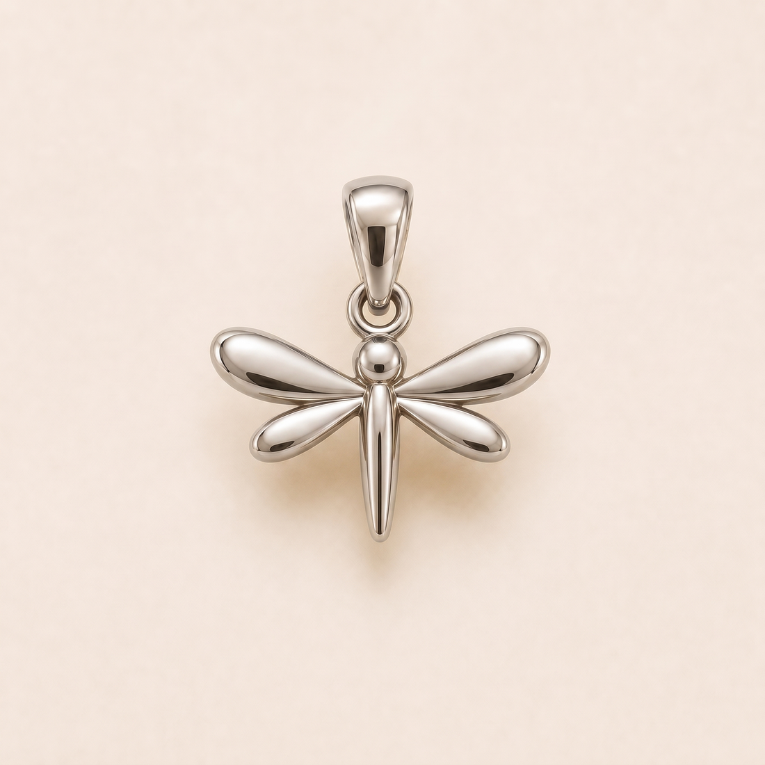 Dragonfly pendant — reused white-gold design rendering for sterling silver