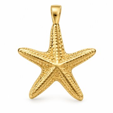 Five-arm starfish mini pendant in yellow gold — AI-generated design rendering