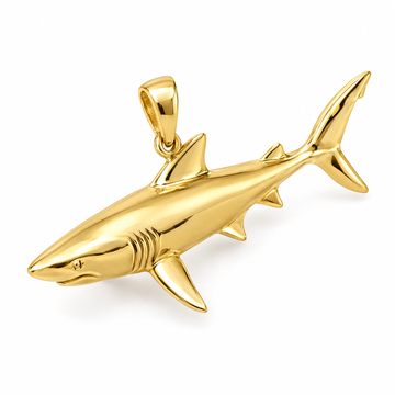 Shark mini pendant in yellow gold — AI-generated design rendering