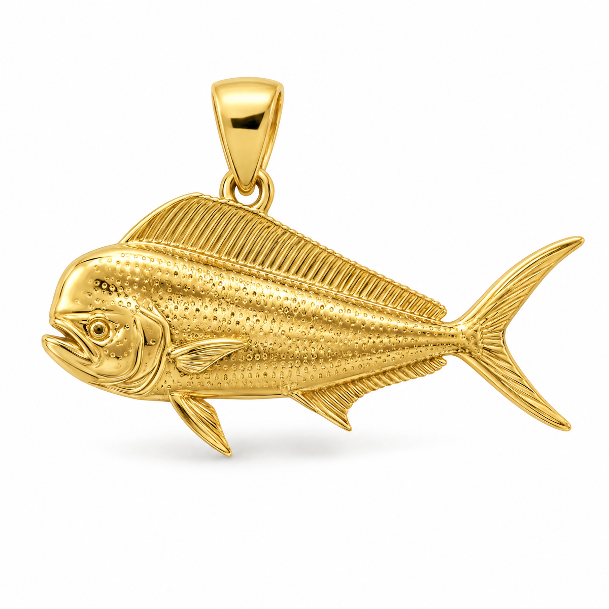 Mahi-mahi mini pendant in yellow gold — AI-generated design rendering