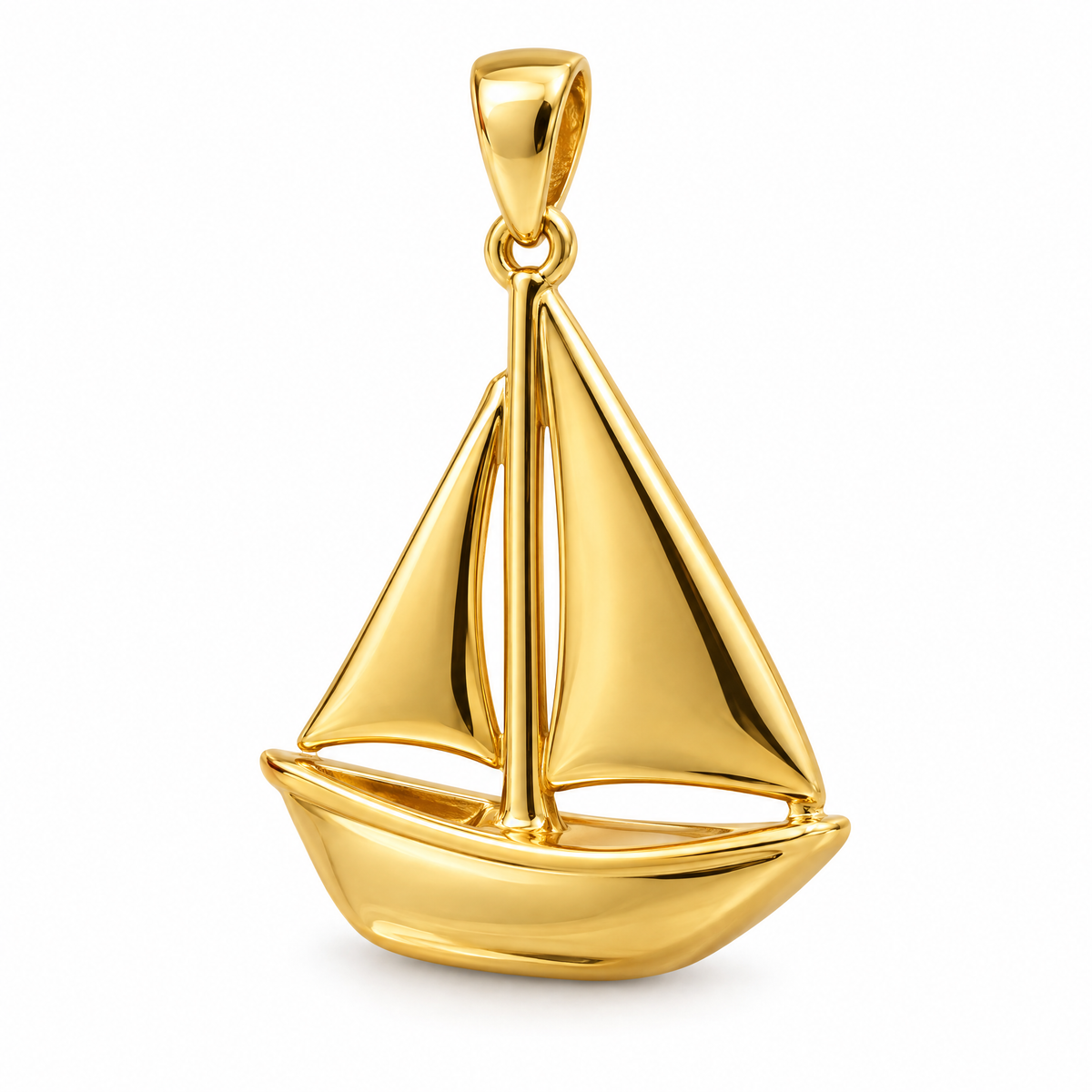 Sailboat mini pendant in yellow gold — AI-generated design rendering