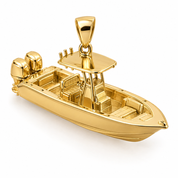 Center-console boat mini pendant in yellow gold — AI-generated design rendering
