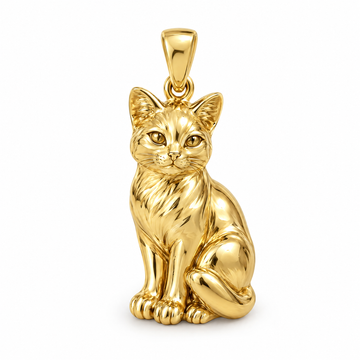 Sitting cat mini pendant in yellow gold — AI-generated design rendering