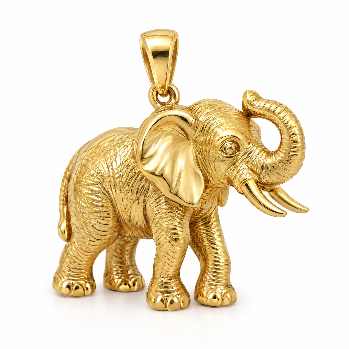Elephant mini pendant in yellow gold — AI-generated design rendering
