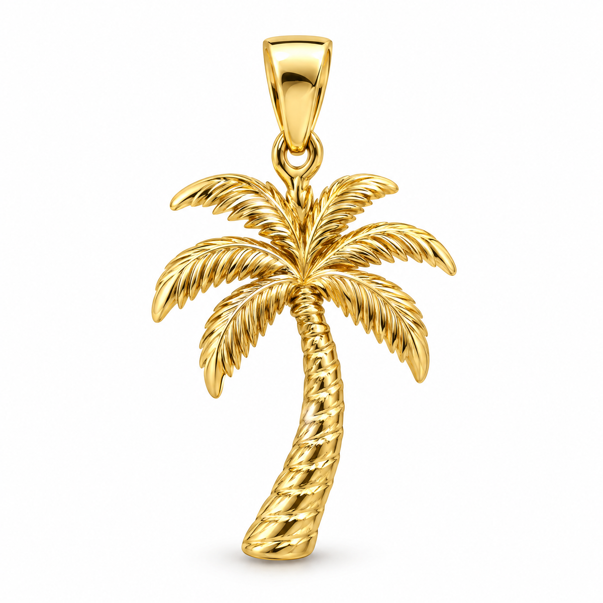 Palm tree mini pendant in yellow gold — AI-generated design rendering