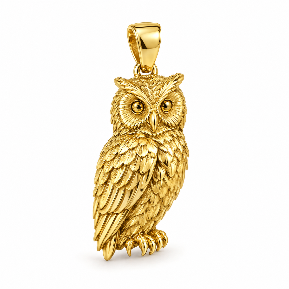 Owl mini pendant in yellow gold — AI-generated design rendering