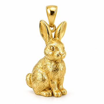 Rabbit mini pendant in yellow gold — AI-generated design rendering