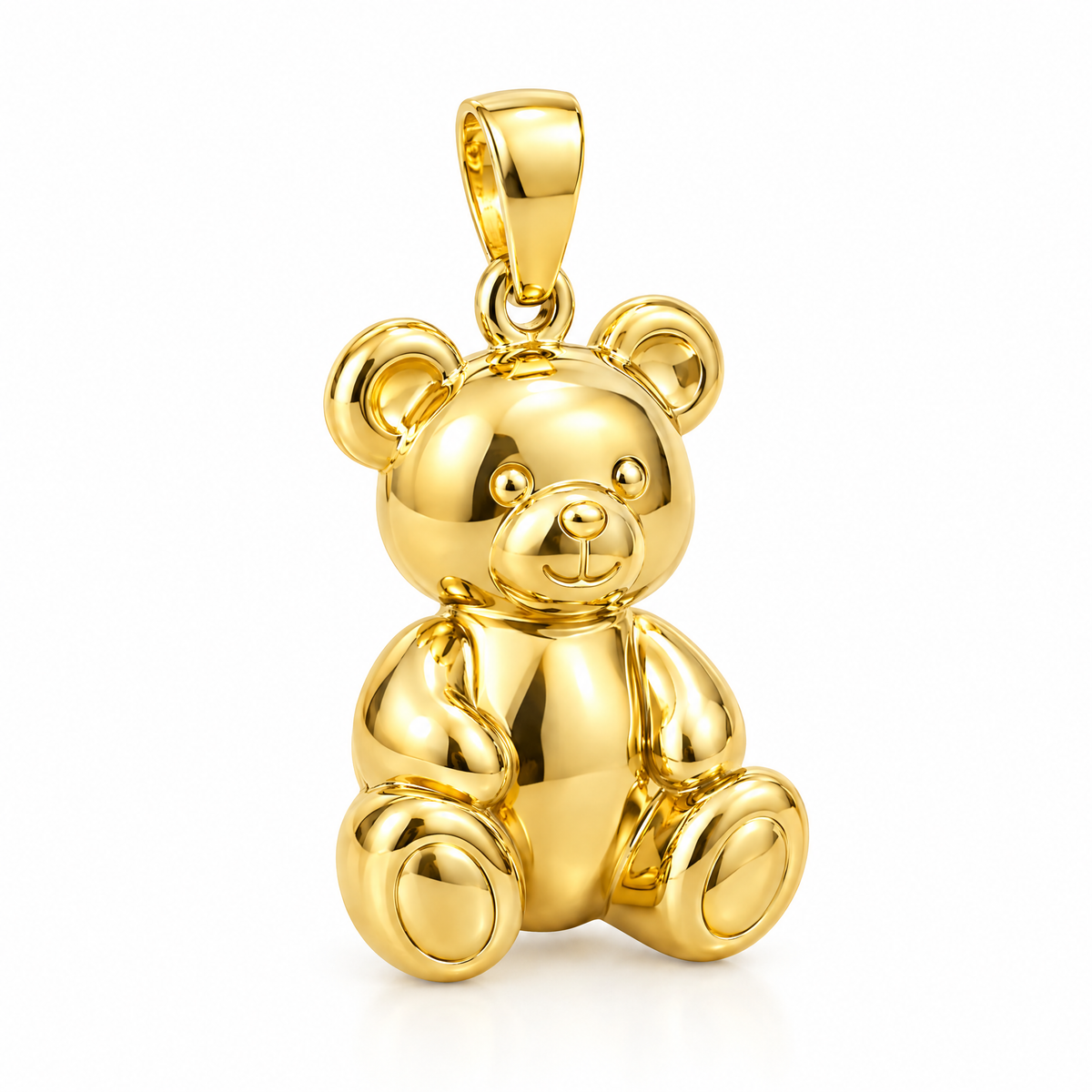 Teddy bear mini pendant in yellow gold — AI-generated design rendering