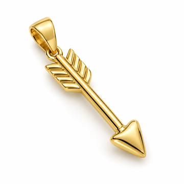 Decorative arrow mini pendant in yellow gold — AI-generated design rendering