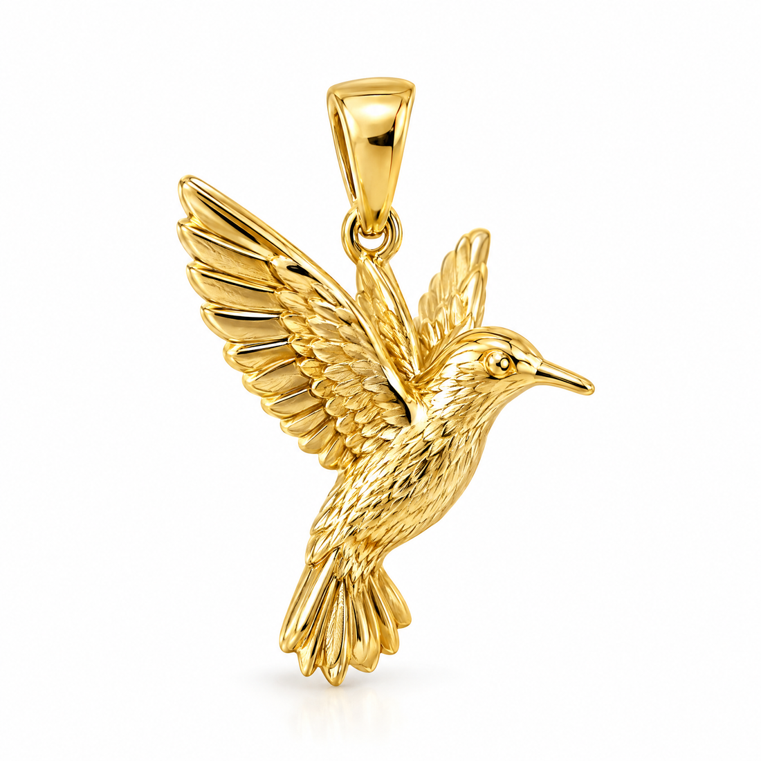 Hummingbird mini pendant in yellow gold — AI-generated design rendering