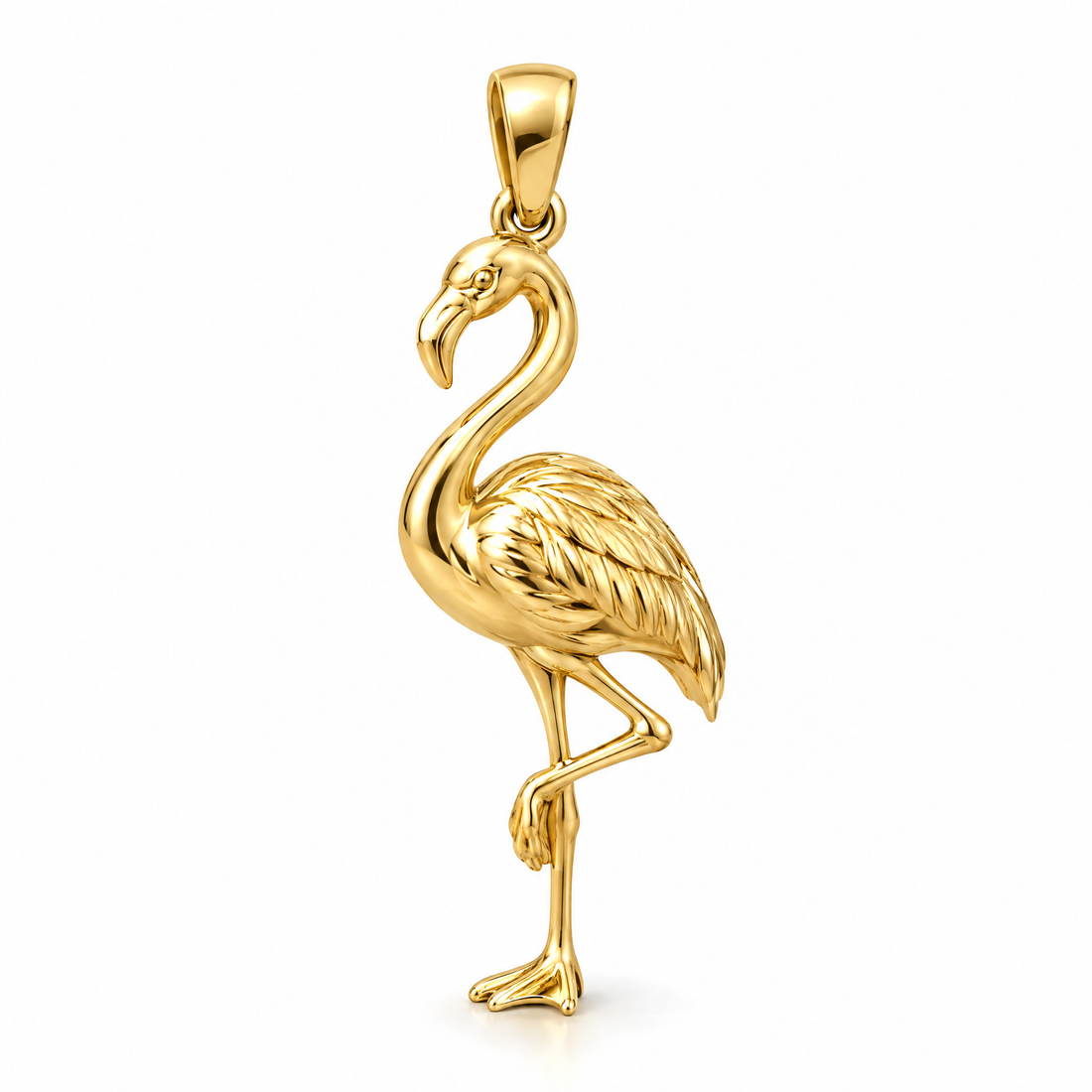 Flamingo mini pendant in yellow gold — AI-generated design rendering