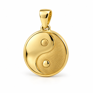 Yin-yang mini pendant in yellow gold — AI-generated design rendering