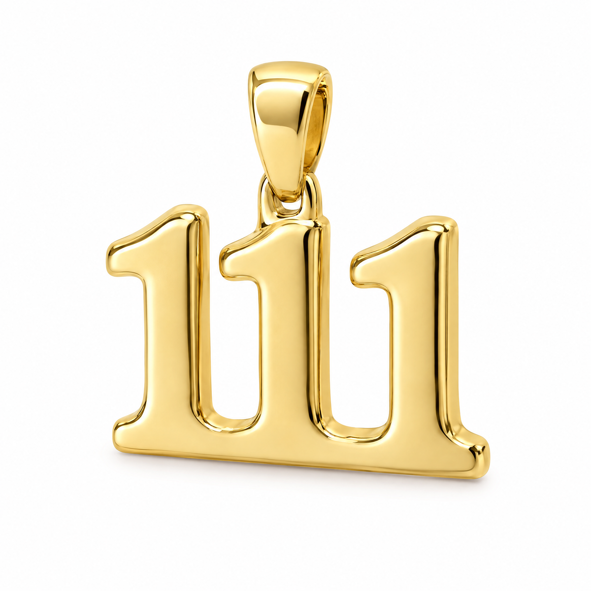 111 number mini pendant in yellow gold — AI-generated design rendering