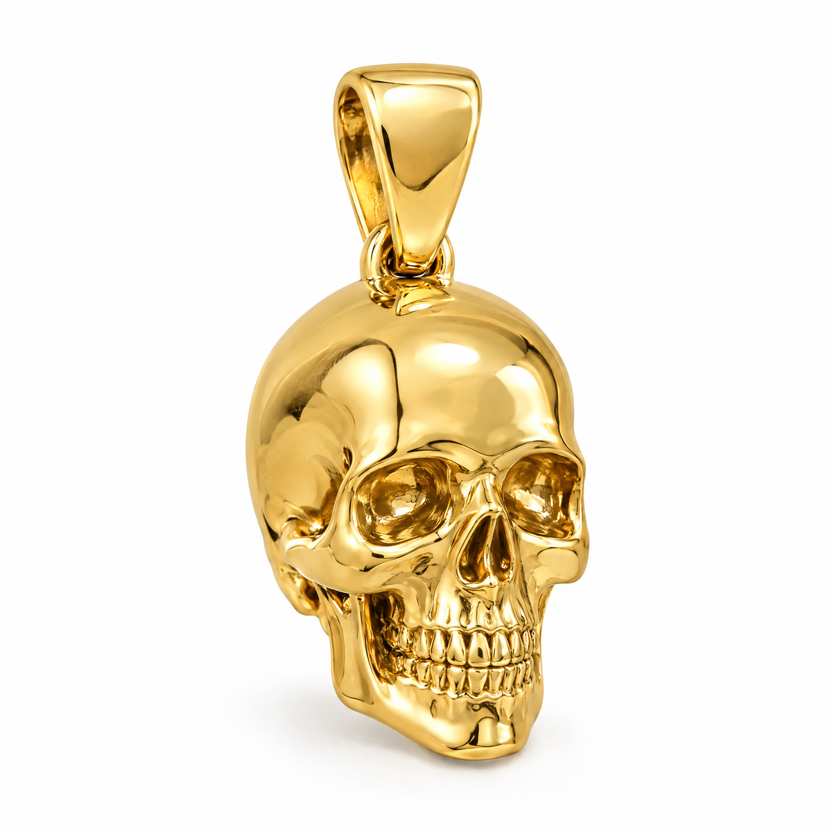 Skull mini pendant in yellow gold — AI-generated design rendering