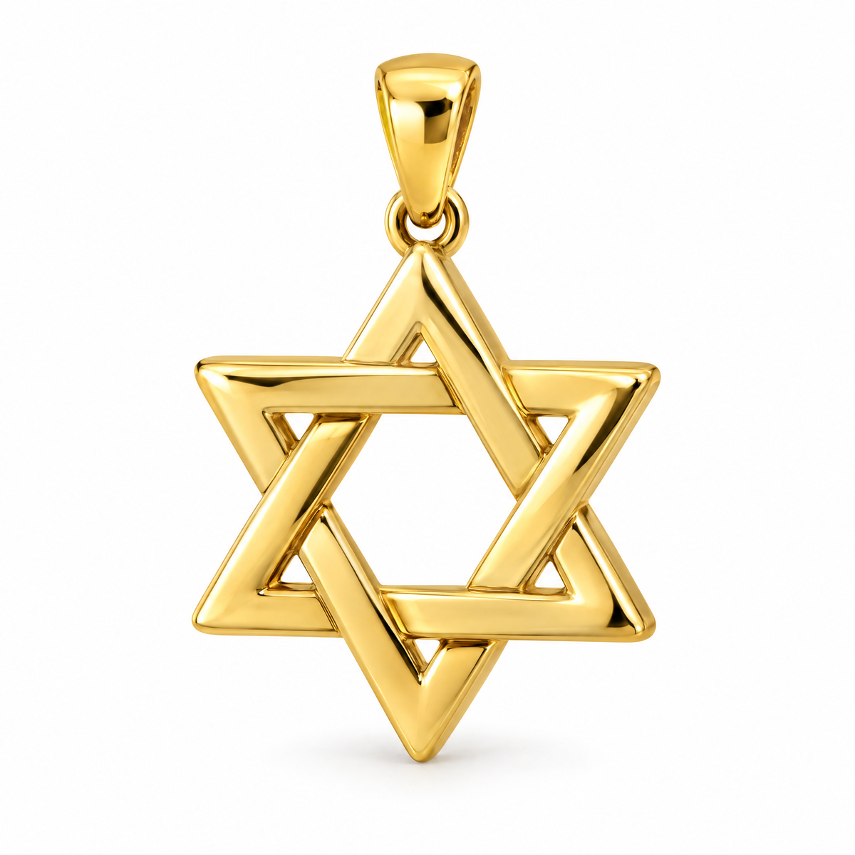 Star of David mini pendant in yellow gold — AI-generated design rendering