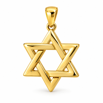 Star of David mini pendant in yellow gold — AI-generated design rendering