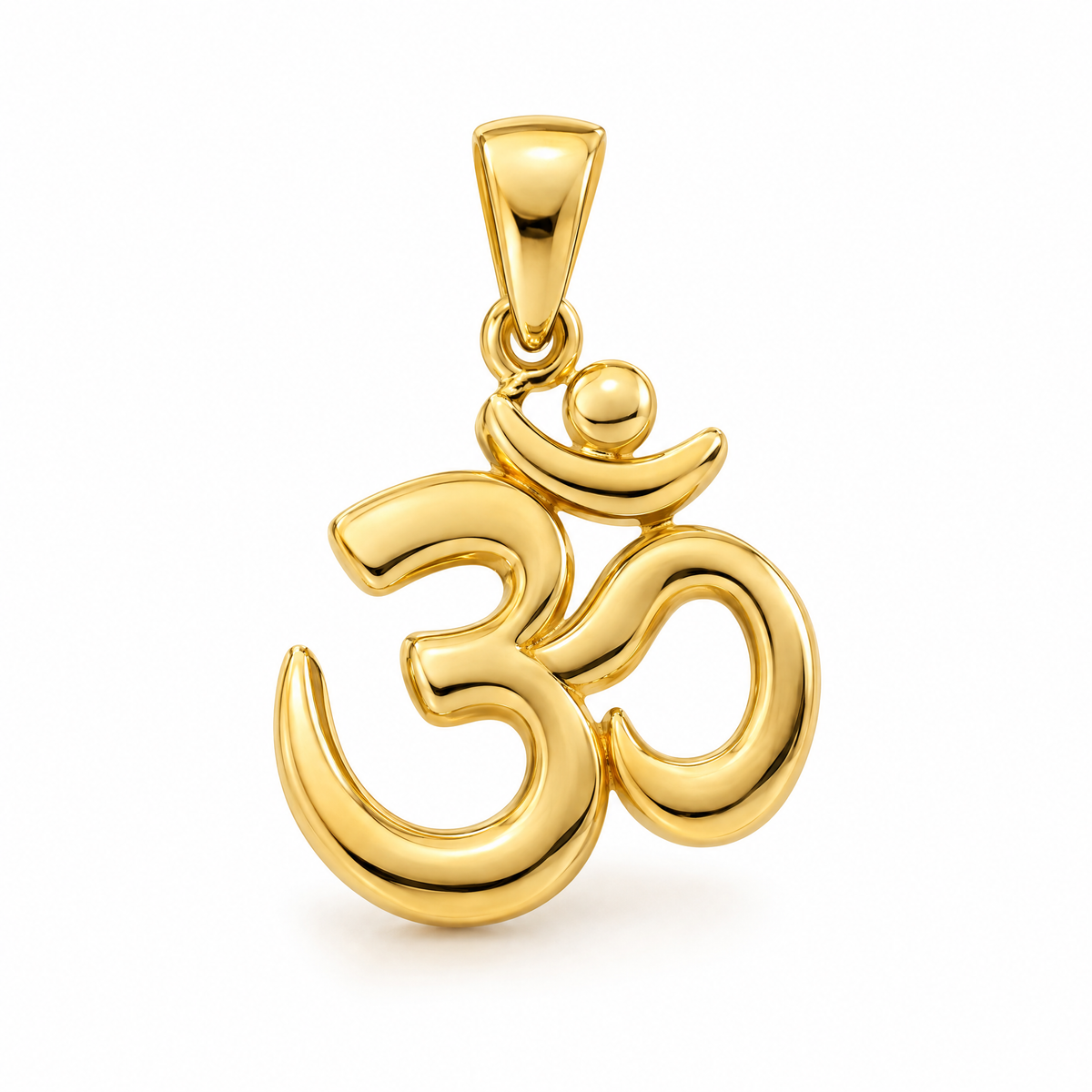 Om symbol mini pendant in yellow gold — AI-generated design rendering